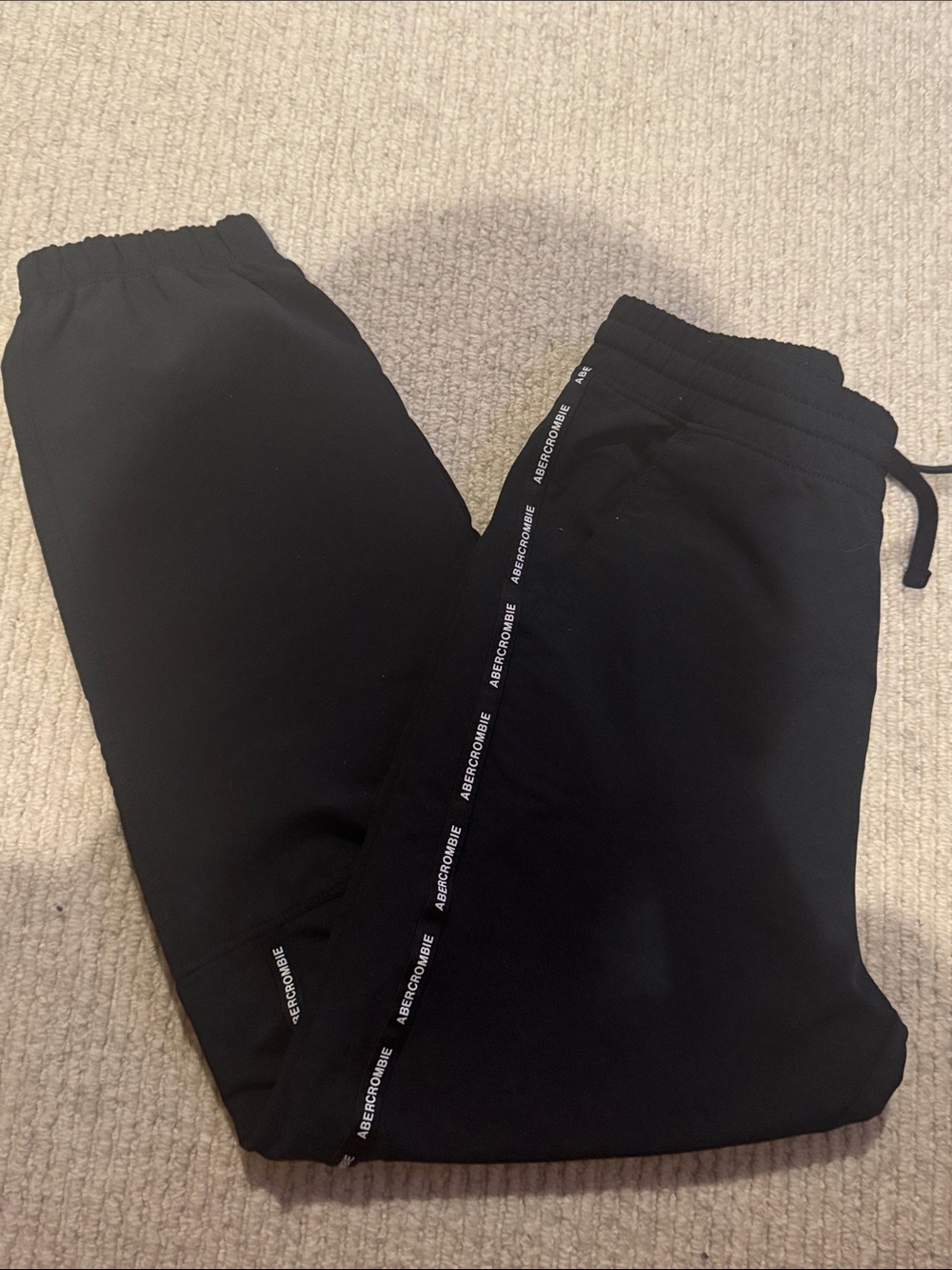Abercrombie & Fitch Black Logo-Strip Joggers for Kids